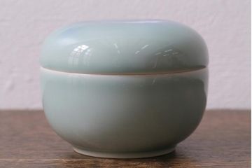 アンティーク雑貨　昭和初期　オールド深川　富士の図　蓋物小物入れ(R-041386)