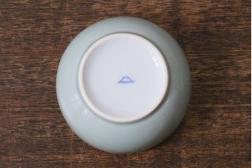 アンティーク雑貨　昭和初期　オールド深川　富士の図　蓋物小物入れ(R-041386)