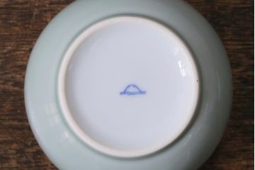 アンティーク雑貨　昭和初期　オールド深川　富士の図　蓋物小物入れ(R-041386)