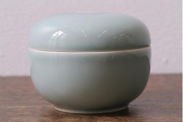 アンティーク雑貨　昭和初期　オールド深川　富士の図　蓋物小物入れ(R-041386)