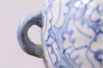 アンティーク雑貨　大正昭和初期　在銘　古い染付香炉(作家物)(R-041387)