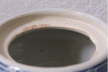 アンティーク雑貨　大正昭和初期　在銘　古い染付香炉(作家物)(R-041387)