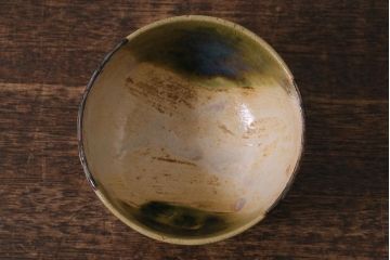 アンティーク雑貨　江戸明治期　時代物　古い織部焼蓋茶碗5客セット(和食器)(R-041390)