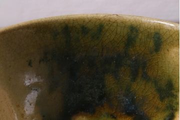 アンティーク雑貨　江戸明治期　時代物　古い織部焼蓋茶碗5客セット(和食器)(R-041390)