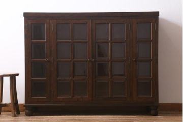 当店リメイク家具　松本民芸家具　丸脚付き　クラシカルなサイドボード(キャビネット、リビングボード、収納棚)(R-041391)