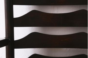 ビンテージ家具　松本民芸家具　#23型　ラッシ座面　山並みの背貫が素敵なラダーバックアームチェア(椅子)(定価約18.5万円)(R-041397)