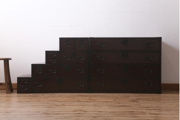 中古　国産　ケヤキ材　青木産業　趣のある和の空間を演出する階段箪笥セット(和タンス)(R-041402)