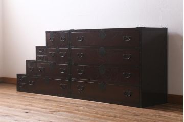 中古　国産　ケヤキ材　青木産業　趣のある和の空間を演出する階段箪笥セット(和タンス)(R-041402)
