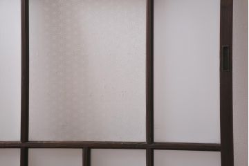 アンティーク建具　昭和初期　すりガラス・当店オリジナルガラス入り　レトロな空間を彩るガラス戸2枚セット(窓、引き戸、建具)(R-041404)