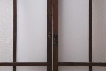 アンティーク建具　昭和初期　すりガラス・当店オリジナルガラス入り　レトロな空間を彩るガラス戸2枚セット(窓、引き戸、建具)(R-041404)