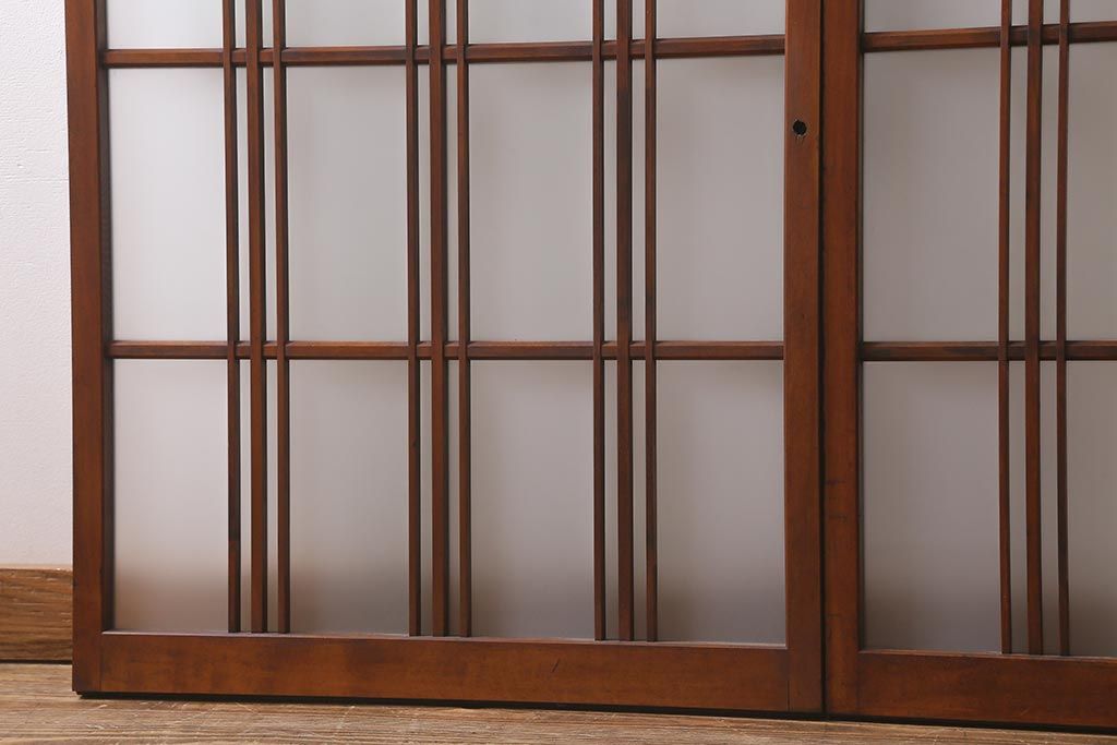 アンティーク建具　和製アンティーク　昭和中期　結霜ガラス・すりガラス入り　レトロな佇まいが魅力的なガラス戸2枚セット(窓、引き戸)