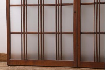 アンティーク建具　和製アンティーク　昭和中期　結霜ガラス・すりガラス入り　レトロな佇まいが魅力的なガラス戸2枚セット(窓、引き戸)