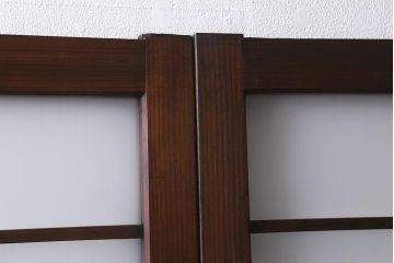 アンティーク建具　和製アンティーク　昭和初期　色ガラス・ダイヤガラス・すりガラス入り　色ガラスが目を引くガラス戸2枚セット(引き戸、建具)(R-041407)