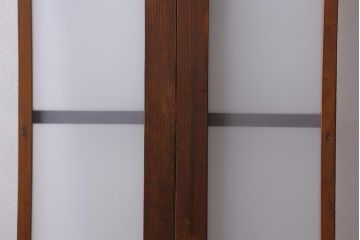 アンティーク建具　和製アンティーク　昭和初期　色ガラス・ダイヤガラス・すりガラス入り　色ガラスが目を引くガラス戸2枚セット(引き戸、建具)(R-041407)