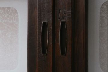 アンティーク建具　和製アンティーク　昭和初期　結霜ガラス・すりガラス　和モダンスタイルにおすすめなガラス戸4枚セット(引き戸、建具)(R-041408)