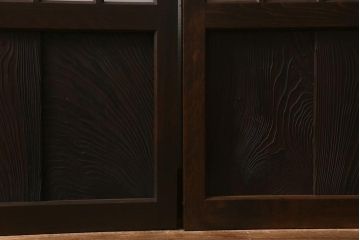 アンティーク建具　和製アンティーク　昭和初期　結霜ガラス・すりガラス　和モダンスタイルにおすすめなガラス戸4枚セット(引き戸、建具)(R-041408)