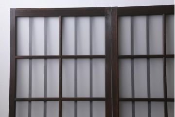 アンティーク建具　和製アンティーク　昭和初期　結霜ガラス・すりガラス　和モダンスタイルにおすすめなガラス戸4枚セット(引き戸、建具)(R-041408)
