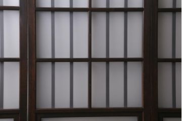 アンティーク建具　和製アンティーク　昭和初期　結霜ガラス・すりガラス　和モダンスタイルにおすすめなガラス戸4枚セット(引き戸、建具)(R-041408)