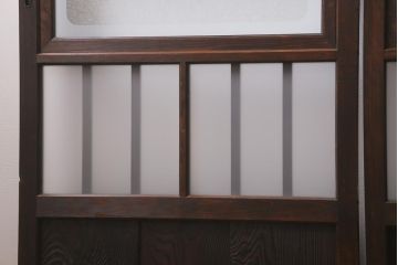 アンティーク建具　和製アンティーク　昭和初期　結霜ガラス・すりガラス　和モダンスタイルにおすすめなガラス戸4枚セット(引き戸、建具)(R-041408)