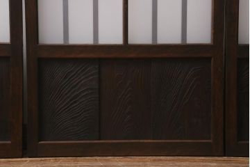 アンティーク建具　和製アンティーク　昭和初期　結霜ガラス・すりガラス　和モダンスタイルにおすすめなガラス戸4枚セット(引き戸、建具)(R-041408)