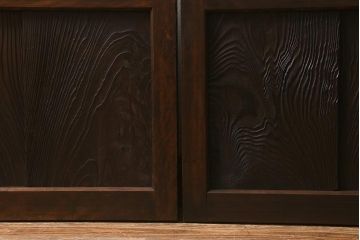 アンティーク建具　和製アンティーク　昭和初期　結霜ガラス・すりガラス　和モダンスタイルにおすすめなガラス戸4枚セット(引き戸、建具)(R-041408)