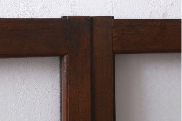 アンティーク建具　和製アンティーク　昭和中期　当店オリジナルガラス　花菱模様のガラスが魅力的な窓2枚セット(ガラス戸、引き戸)(R-041410)