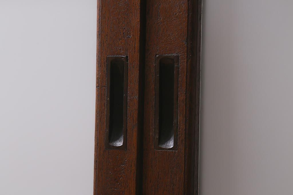 アンティーク建具　和製アンティーク　昭和中期　当店オリジナルガラス　花菱模様のガラスが魅力的な窓2枚セット(ガラス戸、引き戸)(R-041410)