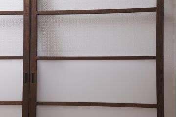 アンティーク建具　和製アンティーク　昭和中期　当店オリジナルガラス　花菱模様のガラスが魅力的な窓2枚セット(ガラス戸、引き戸)(R-041410)