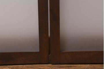 アンティーク建具　和製アンティーク　昭和中期　当店オリジナルガラス　花菱模様のガラスが魅力的な窓2枚セット(ガラス戸、引き戸)(R-041410)