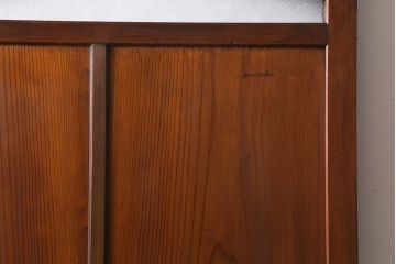 アンティーク建具　和製アンティーク　昭和中期　ダイヤガラス入り　味わい深い木の風合いが魅力的な木製扉(ドア、開き戸、建具)(R-041411)