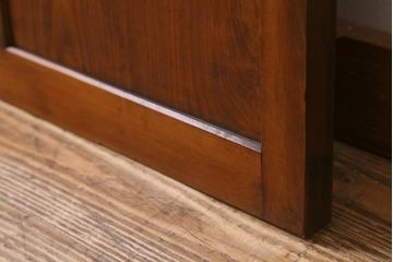 アンティーク建具　和製アンティーク　昭和中期　ダイヤガラス入り　味わい深い木の風合いが魅力的な木製扉(ドア、開き戸、建具)(R-041411)
