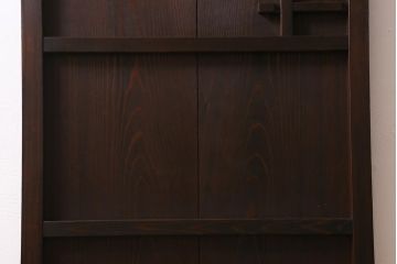 アンティーク建具　和製アンティーク　昭和中期　ダイヤガラス入り　味わい深い木の風合いが魅力的な木製扉(ドア、開き戸、建具)(R-041411)
