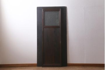 アンティーク建具　昭和初期　一枚板　ダイヤガラス入り　窓付きのシンプルな引き戸1枚(建具)(R-041412)