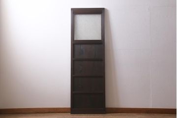 アンティーク建具　昭和初期　一枚板　ダイヤガラス入り　窓付きのシンプルな引き戸1枚(建具)(R-041412)