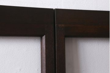 ビンテージ建具　銀モールガラス入り　昭和レトロな雰囲気が香るガラス戸2枚セット(引き戸、建具)(R-041413)