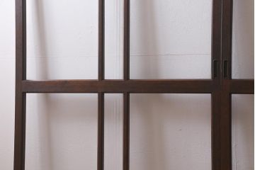 ビンテージ建具　銀モールガラス入り　昭和レトロな雰囲気が香るガラス戸2枚セット(引き戸、建具)(R-041413)