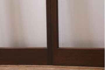 ビンテージ建具　銀モールガラス入り　昭和レトロな雰囲気が香るガラス戸2枚セット(引き戸、建具)(R-041413)