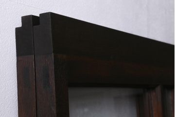 ビンテージ建具　銀モールガラス入り　昭和レトロな雰囲気が香るガラス戸2枚セット(引き戸、建具)(R-041413)