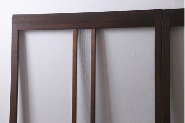 ビンテージ建具　銀モールガラス入り　昭和レトロな雰囲気が香るガラス戸2枚セット(引き戸、建具)(R-041413)