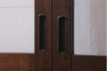 ビンテージ建具　銀モールガラス入り　昭和レトロな雰囲気が香るガラス戸2枚セット(引き戸、建具)(R-041413)