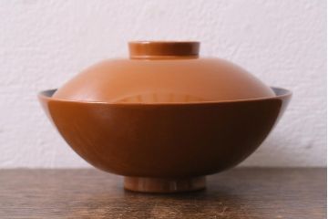 アンティーク雑貨　昭和初期　武具図　木製蒔絵椀5客セット(木製椀、蓋付椀、漆器)(R-041417)