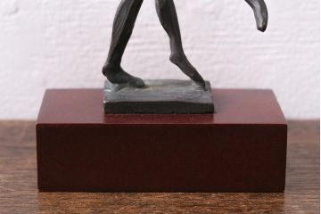 古いブロンズ像3点セット(バッター　野球　カップル　恋人)(R-041420)
