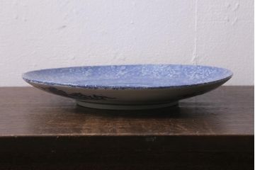 アンティーク雑貨　明治大正期　牡丹唐草印判尺皿(大皿、和食器)(R-041421)