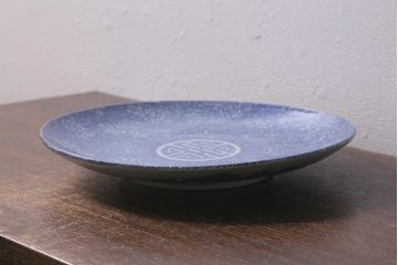 アンティーク雑貨　明治大正期　牡丹唐草印判尺皿(大皿、和食器)(R-041421)