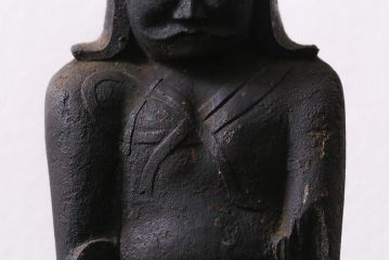 アンティーク雑貨　江戸期　古い木彫りの置き物(仏像、武神)(R-041424)