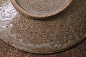 人間国宝　島岡達三　象嵌皿　共箱付き(縄文象嵌、益子焼、大皿)(R-041425)