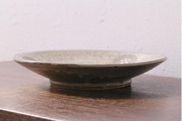 人間国宝　島岡達三　象嵌皿　共箱付き(縄文象嵌、益子焼、大皿)(R-041425)