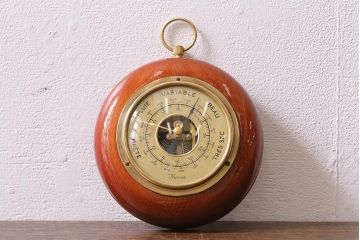 ヴィンテージ雑貨　木製　ビンテージスタイルにぴったりなフランス製の気圧計(バロメーター、ディスプレイ雑貨)(R-041426)