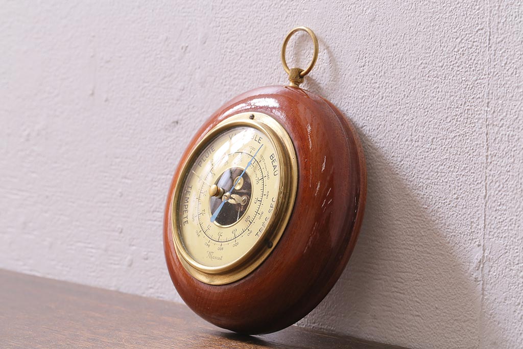 ヴィンテージ雑貨　木製　ビンテージスタイルにぴったりなフランス製の気圧計(バロメーター、ディスプレイ雑貨)(R-041426)