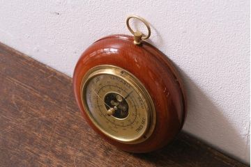 ヴィンテージ雑貨　木製　ビンテージスタイルにぴったりなフランス製の気圧計(バロメーター、ディスプレイ雑貨)(R-041426)